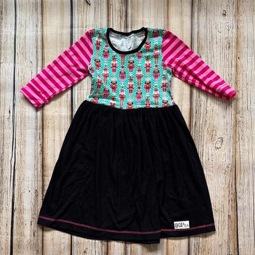Vibrant Pink and Black Nutcracker Kids Dress by KPea